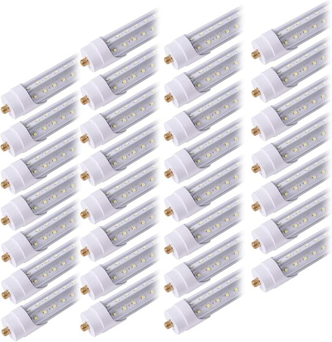 30 Pack 5FT T8 LED Tube Light Bulbs 48W Single Pin Fa8 Cap with Ultra Bright Dual-Row LEDs 6000K Daylight 5 Foot T10 T12 Fluorescent Replacement for Garage, Shop, Warehouse