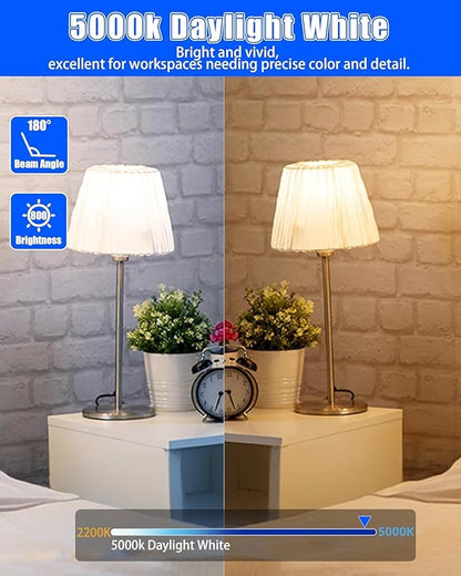 MASTERY MART 60 Pack A19 LED Bulbs 60 Watt Equivalent, 9W Non-Dimmable, Flicker-Free, 800 Lumens, Bright Daylight White 5000K, E26 Base, 10000 Hours, Energy Saving, Bright for Living Room, Bedroom