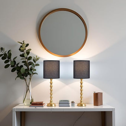 30.5" Gold Buffet Table Lamps Set of 2 with Black Shade, Tall Skinny Black Gold Lamps Set of 2 for Living Room, Sideboard & Home Office