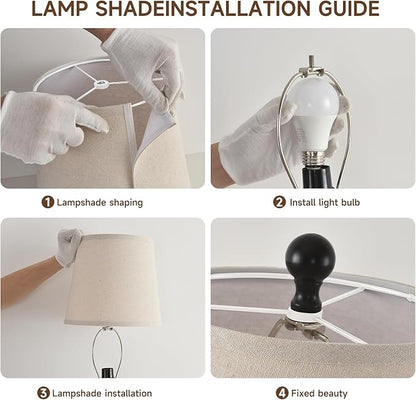 Terpsichore Lamps for Living Room Modern Farmhouse Table Lamp Bedside Reading Lamps Set of 2 Night Stands Bedroom Night Lamp,with Fabric Lamp Shade (Black, High 26.25 Inch)