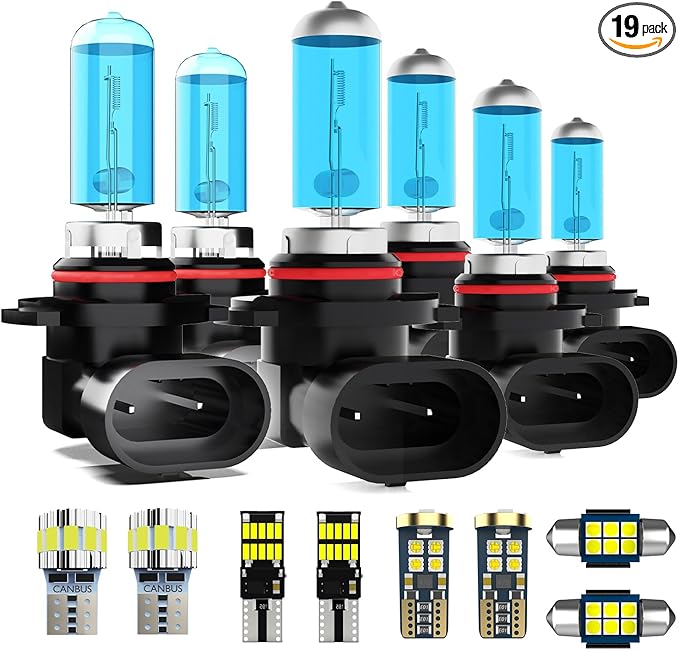 Headlight Bulbs Compatible with Toyota 4Runner 2003-2005, High Low Beam Fog Light Bulb Combo + Interior Bulbs Package + License Plate Lights,Super Bright 6000K White, Pack of 19