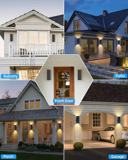 Motion Sensor Outdoor Lights, Modern Outdoor Wall Lights Black Exterior Light Fixture with E26 Base, Square Motion Detector Lights for Outside, Waterproof Sconce for House Porch, Bulbs Included