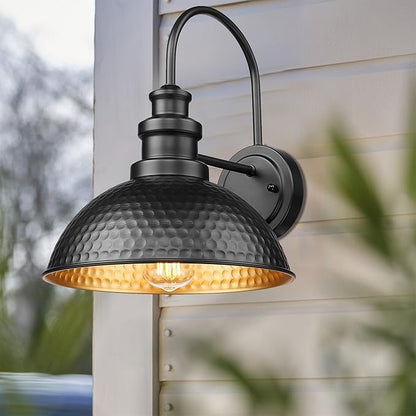 Outdoor Barn Lights, 11.4 Inch Farmhouse Exterior Lighting Fixture, Anti-Rust Waterproof Industrial Black Outside Wall Sconces, Industrial Outdoor Wall Light for Porch,Garage,Patio (Black, 6 Pack)