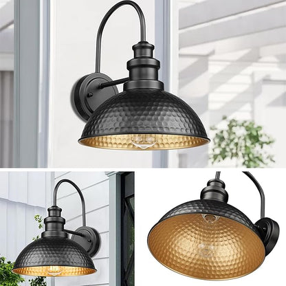 Outdoor Barn Lights, 11.4 Inch Farmhouse Exterior Lighting Fixture, Anti-Rust Waterproof Industrial Black Outside Wall Sconces, Industrial Outdoor Wall Light for Porch,Garage,Patio (Black, 3 Pack)
