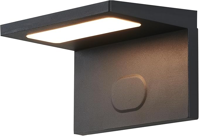 Solar Sconce Lights Outdoor Waterproof, Modern Solar Wall Lights Outdoor, Luxury Aluminum Model, Wireless Porch Patio Wall Light Fixture, Automatic Light On Off, Black