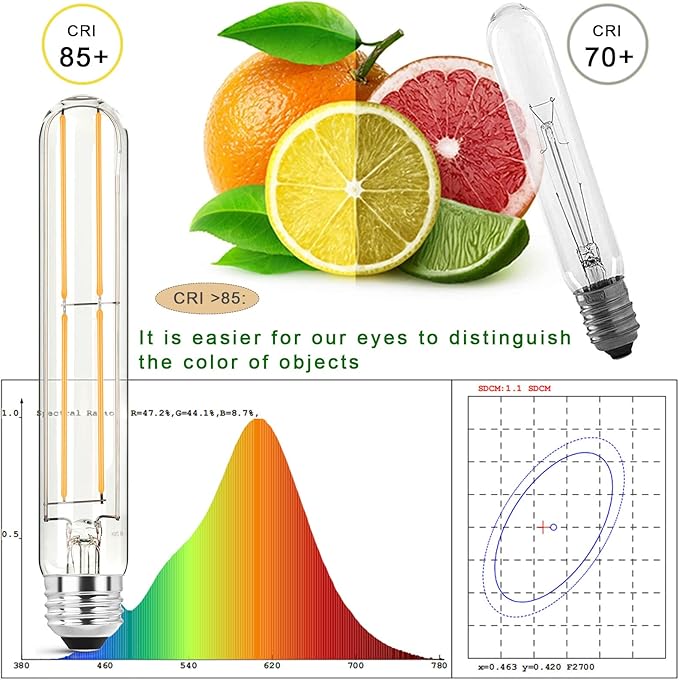 7.3 Inch E26 Led Bulb 6W, Equal 80 Watt 4000K Neutral White Edison Bulbs Dimmable, T10 T9 Long Tubular Clear Glass Light Bulb 800LM for Vanity Pendant Pipe Wall Sconces - UL Cert 4Pack