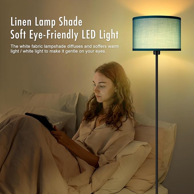 Floor Lamp, Standing Lamp, Modern Floor Lamps with Green Lampshades, Foot Switch, 59" Tall, Bright Pole Lamps for Living Room, Bedroom, Office, Nightstand, Kids' Gift, Green Lamp (Without Bulb)