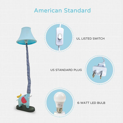Floor Lamp, Blue Elephant Creative Design Modern Floor Lamp for Bedroom, 51 Inch Tall Hand-Stitched Toy Standing Lamp, Floor Lamps for Living Room Come with an E26 LED Bulb (Blue Elephant)