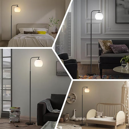 Floor Lamps for Living Room, 3 Color Temperature Bedroom Standing Lamps with Shatter-Resistant Shade, Modern Stand Up Lamp Office Floor Lamps for Bedroom Kids Room Reading Room, Black