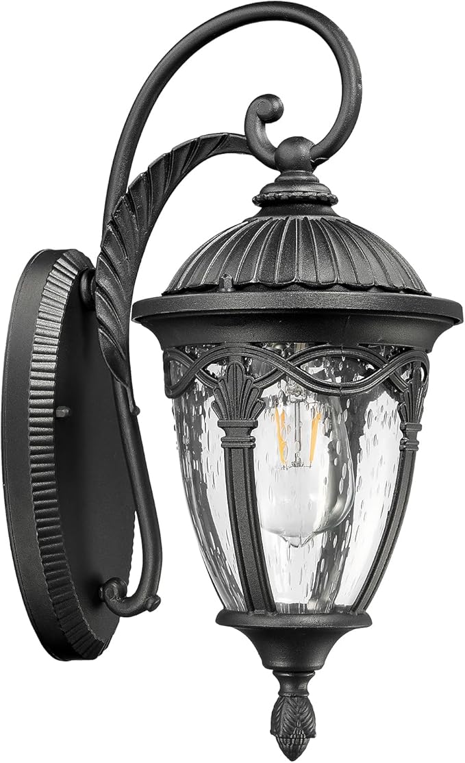 Outdoor Wall Lantern, Outdoor Lights Fixtures Wall Mount with Seeded Glass, Exterior Porch Lights, Waterproof Outside Wall Sconce Lights E26 Anti-Rust for House Front Porch Patio Garage