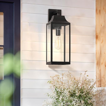 mirrea 18-inch Outdoor Porch Wall Light for House, Exterior Wall Mount Lighting Fixture for Patio, Outside Wall Lamp for Garage, Waterproof Outdoor Lantern, Matte Black, Set of 2