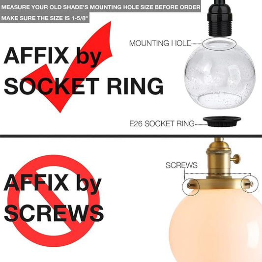 Glass Lamp Shade Replacement Globe & Cover for Light Fixture, 6-1/16" Height 4-1/16" Diameter, 1-5/8 inch Fitter, 5 Pack Frosted White Linen Cylinder Glass Shade