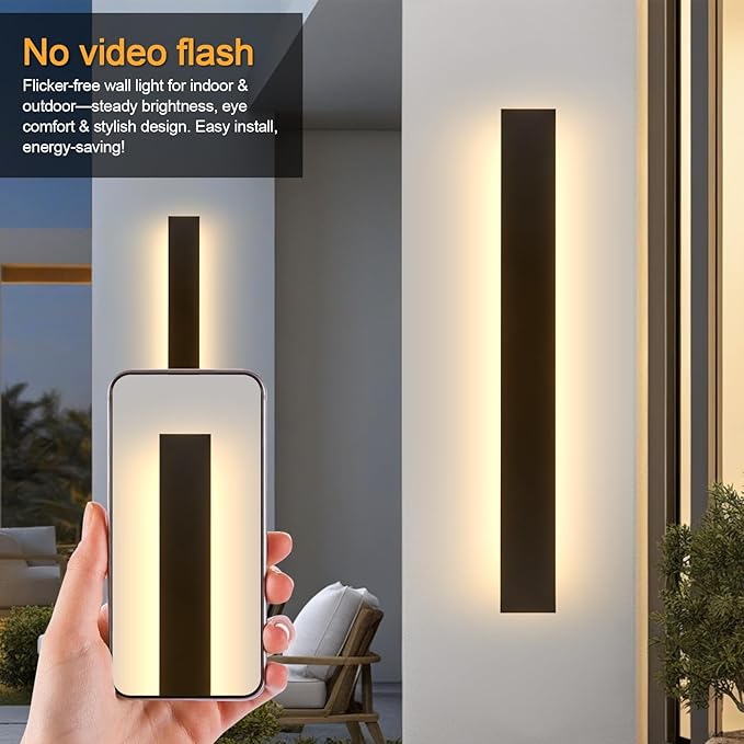 47.2in Outdoor Wall Light Exterior, Black Long LED Outdoor Wall Light Fixtures Wall Mount,Upgraded 4.72in Wide 3000K IP65 Waterproof Modern Porch Sconce Lights for Garage,Courtyard,Patio