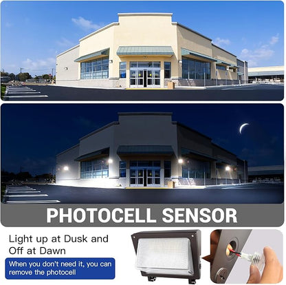 JTT LED Wall Pack Light with Dusk-to-Dawn Sensor 120W/96W/72W Selectable[Eqv.900W HPS/HID],18000LM 6000K/5000K/4000K Daylight WallPack Lights Outdoor LED for Parking Lot,Warehouse,House,Yard-2pack