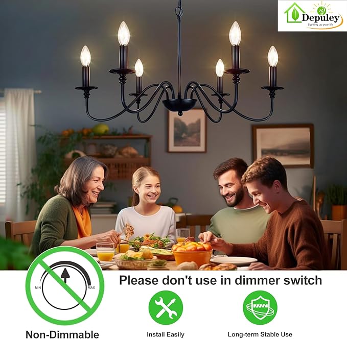 Depuley LED Light Bulbs E12: Candelabra Candle Light Bulb 4W Equivalent 40W Incandescent - LED Chandelier Light Bulbs 2700K Soft White - C35 Clear Filament Bulb E12 Base 500 LM 90+ CRI 12 Pack