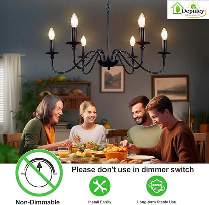 Depuley LED Light Bulbs E12: Candelabra Candle Light Bulb 4W Equivalent 40W Incandescent - LED Chandelier Light Bulbs 2700K Soft White - C35 Clear Filament Bulb E12 Base 500 LM 90+ CRI 12 Pack