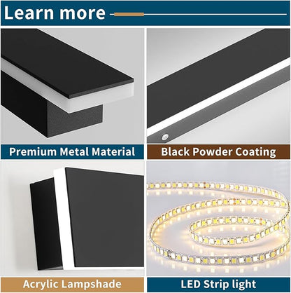 2 Pack 71inch Exterior Wall Light Fixture, 6000K Cold White Modern Long Outdoor Wall Sconce, IP65 Waterproof, 60W, Black Minimalist Outside LED Strip Lights for Garage, Patio, Balcony, Fence