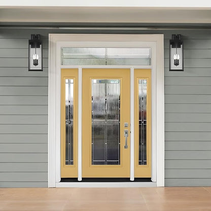 Outdoor Wall Sconce Light, 24 Inch Tall Transitional Exterior Wall Bracket Lighting with Clear Glass, Anti-Rust Powder Coat Black Modern Outside Carriage Lantern Lamp for Porch Garage Patio