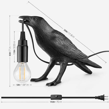 Halloween Crow Lamp, Raven Table Lamp with Bulb, Bird Desk Lamps, Gothic Home Decor Crow Light, Christmas Raven Lamp for Bedside Bedroom Living Room Decor