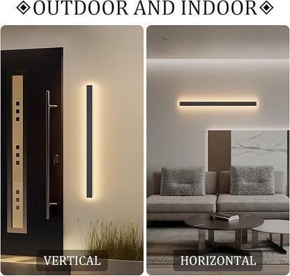 2 Pack 31.5inch Modern Outdoor LED Wall Lights 24W Exterior Wall Light Fixture IP65 Waterproof 3000K for House Porch Courtyard