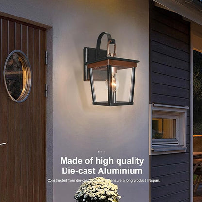 ALVIME Outdoor Wall Light Fixtures, 11 Inch 2 Pack Copper Waterproof Outdoor Sconce Lights, Exterior Wall Lanterns, Porch Outside Lighting for Entryway, Backyard, Patio, E26 Base, Clear Seeded Glass