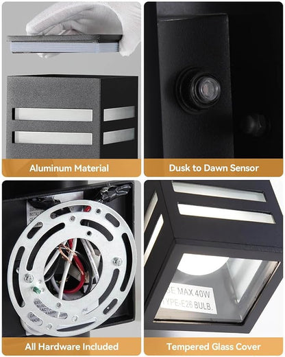 KIZON Smart Outdoor Wall Lights Dusk to Dawn Outdoor Lighting RGB Color Changing 2 Pack, Modern Exterior Lighting Fixtures with Remote Control, Waterproof Ambiance Up and Down Lights