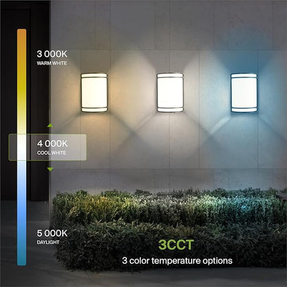 ASD 10 Inch LED Outdoor & Indoor Wall Mount Light Fixture - Oil Rubbed Bronze Modern Wall Sconce Lighting - 15W 3000K 4000K 5000K Adjustable Dimmable Exterior Lights - Front Door, Patio - ETL, 2 Pack