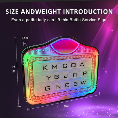 LED Bottle Service Sign Club VIP Light for bottle girl sign Acrylic Lightweight Handheld with Interchangeable Letters Numbers （4 set Letters 2set Numbers） Suitable for wedding parties