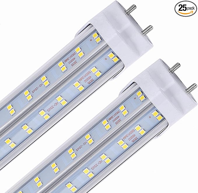 25 Pack,T8 T10 T12 LED 4FT Type B Light Bulbs, 75W 9500LM, 6000K-6500K Cold White, 4 Foot LED Fluorescent Tube Replacement, Super Bright, Dual Ended Power, Remove Ballast, Clear Cover