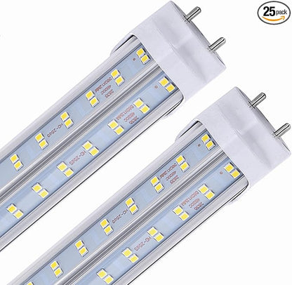 25 Pack,T8 T10 T12 LED 4FT Type B Light Bulbs, 75W 9500LM, 6000K-6500K Cold White, 4 Foot LED Fluorescent Tube Replacement, Super Bright, Dual Ended Power, Remove Ballast, Clear Cover