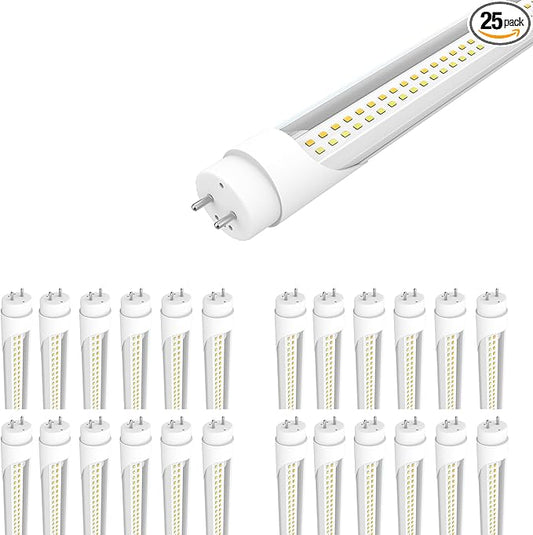 LEDMyplace LED Tube Lights - 4FT T8 LED Ballast Bypass Light Tube, 22W, 2860 Lumens, 6500K Daylight White - Clear Lens, Single/Double End Powered, Dimmable, Replacement for Fluorescent Tubes (25-pack)