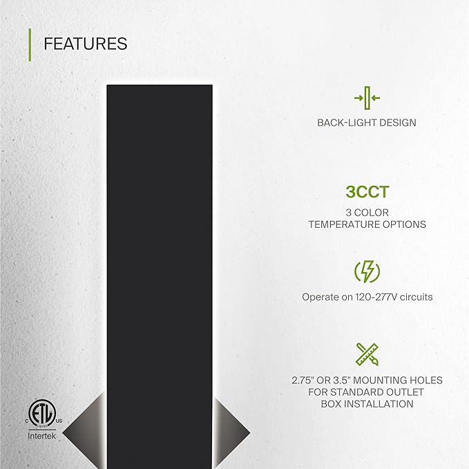 ASD LED 72" Long Wall Mount Light Fixture, Outdoor & Indoor Linear Sconce | 3CCT, Dimmable, Waterproof, Anti-Rust, ETL Listed | 40W 2400LM 3000-5000K 100-277V | Exterior Porch Lighting | Black