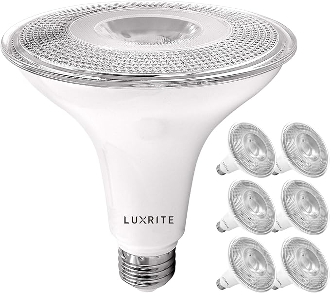 LUXRITE 6 Pack PAR38 LED Outdoor Flood Light Bulbs, 120W Equivalent, 1250 Lumens, 3500K Natural White, 15W Dimmable, Indoor Outdoor Spotlight Bulb, Wet Rated, E26 Standard Base, UL Listed