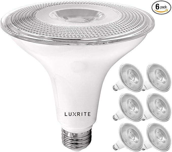 LUXRITE 6 Pack PAR38 LED Outdoor Flood Light Bulbs, 120W Equivalent, 1250 Lumens, 3000K Soft White, 15W Dimmable, Indoor Outdoor Spotlight Bulb, Wet Rated, E26 Standard Base, UL Listed