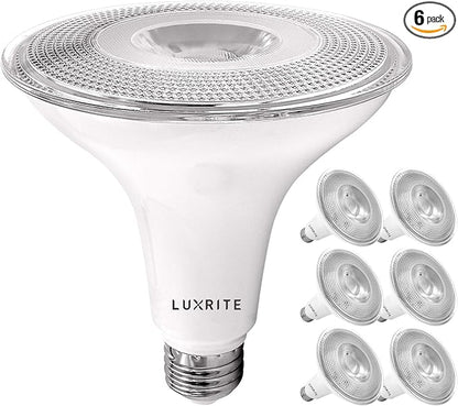 LUXRITE 6 Pack PAR38 LED Outdoor Flood Light Bulbs, 120W Equivalent, 1250 Lumens, 3000K Soft White, 15W Dimmable, Indoor Outdoor Spotlight Bulb, Wet Rated, E26 Standard Base, UL Listed