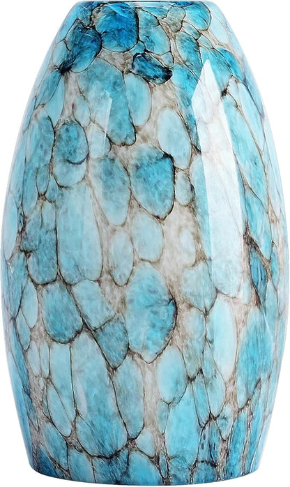 Oval Glass Lamp Shade for Pendant Lights, Blue Glass Lampshades Cover Replacement for Kitchen Island Hanging Ceiling Chandelier, 7.64x4.71" with 1.65" Fitter, Light Bulb Fixture Cover 1 Pack