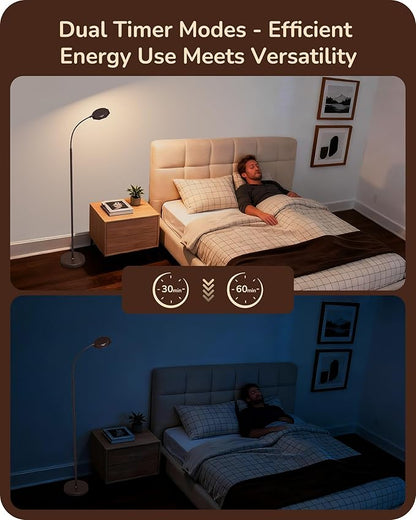 EDISHINE Modern LED Floor Lamp, 1300LM Bright Floor Lamps for Living Room, 4 Color Temperature Dimmable Reading Lamp, Remote & Touch Control, 2 Timer, Adjustable Gooseneck for Bedroom Office Brown
