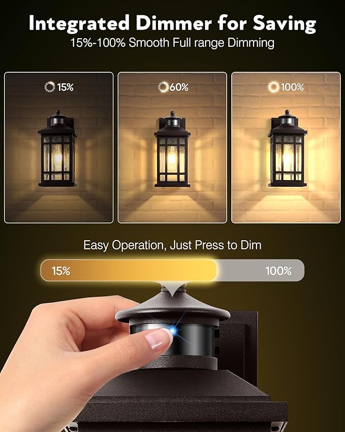 Motion Sensor Outdoor Wall Light, Oil Rubbed Bronze Dawn to Dusk Outdoor Light Fixture, Aluminium Anti-Rust Porch Lights Wall Mount, Outside Lights for House Garage Patio Entry Front Door