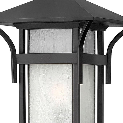 Hinkley Harbor Medium Post Top or Pier Mount Lantern - Estate Series, 1-Light, Craftsman Style, Aluminum, Etched Seedy Bound Glass - Satin Black Finish