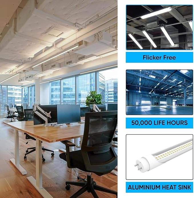 LEDMyplace LED Tube Lights - 4FT T8 LED Ballast Bypass Light Tube, 22W, 2860 Lumens, 6500K Daylight White - Clear Lens, Single/Double End Powered, Dimmable, Replacement for Fluorescent Tubes (1-Pack)