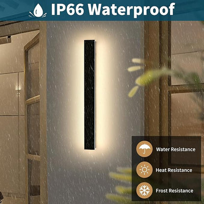 Modern Outdoor Wall Sconce, 47inch LED Wall Mounted Light, 3000K Warm White, IP65 Waterproof, Black Aluminium, AC 85-265V, Minimalist Long Light Fixture for Patio, Garage, Yard, Gardens