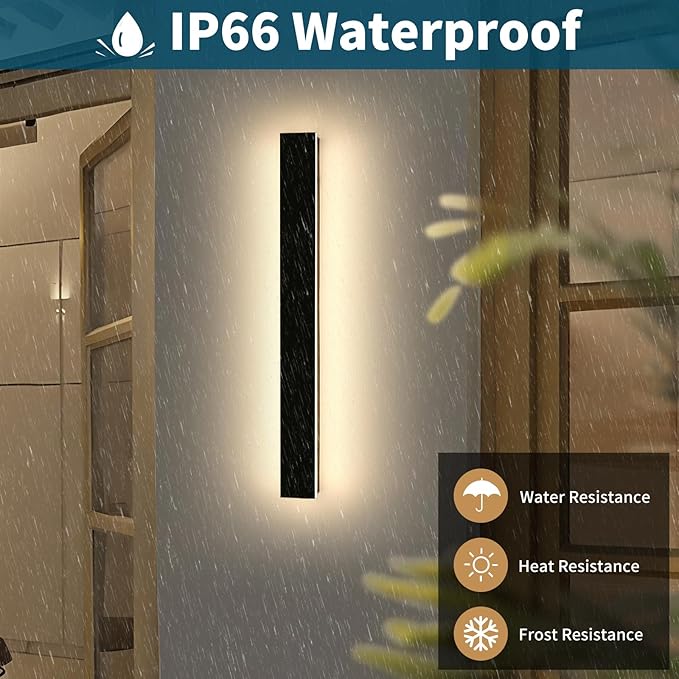 47inch Modern Outdoor Wall Light, LED 3000K-6000K Dimmable Long Exterior Lighting, IP65 Waterproof, Minimalist Garage Sconce Light Fixture for House Hallway Patios with Remote Control