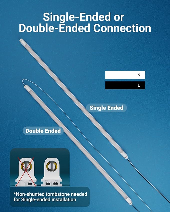 Sunco 100 Pack T8 LED Bulbs 4 Foot, LED Fluorescent Tube Replacement, 4ft LED Tube Light, Ballast Bypass, 18W, 2200 LM, Selectable CCT 3000K/3500K/4000K/5000K/6000K, Single Ended Power Frosted Lens UL