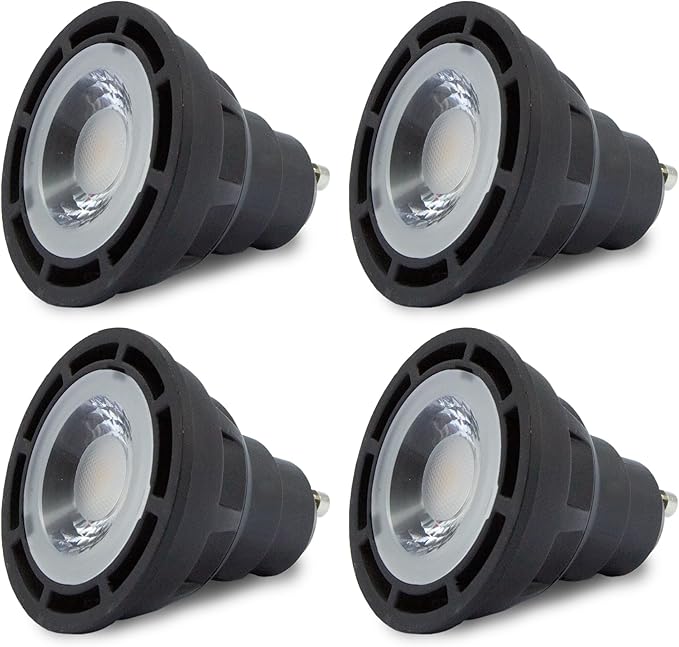 SunLight2® Premium Edition | GU10 LED Bulb 7W | 120V AC | 3000K to 1800K Dim to Warm | CRI 97+ | 60° Wide Beam MR16 Spotlight | Black Finish | 4 Pack | Energy Efficient Flicker Free