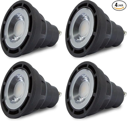 SunLight2® Premium Edition | GU10 LED Bulb 7W | 120V AC | 3000K to 1800K Dim to Warm | CRI 97+ | 60° Wide Beam MR16 Spotlight | Black Finish | 4 Pack | Energy Efficient Flicker Free