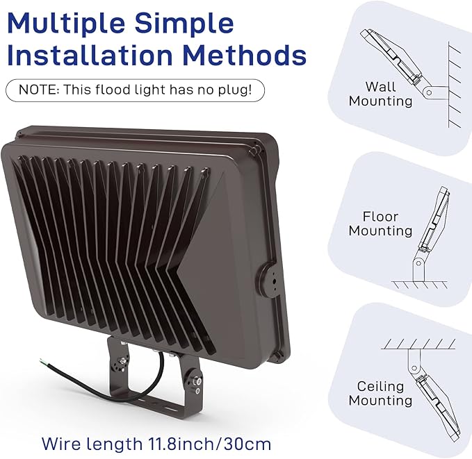 HYPERLITE LED Flood Light 150W 2 Pack 18000LM 5000K Daylight IP65 Waterproof Outdoor Floodlights UL Certified for Court,Garden,Warehouse