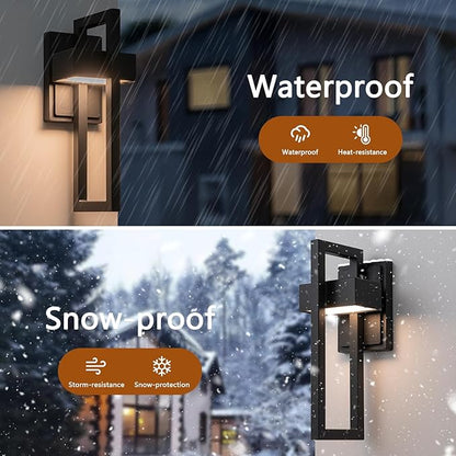 Outdoor Wall Lights Modern LED Exterior Lighting Fixtures, 3000K 15W Outdoor Wall Sconce for Porch, Matte Black Outside Wall Mount Lights for Front Door House Garage Indoor.