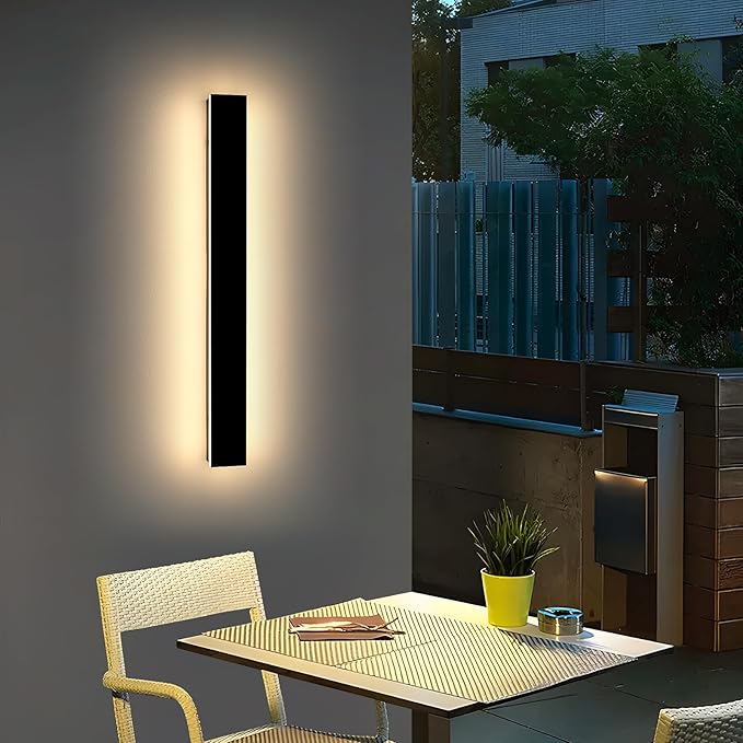 Mikeru 31.4inch Outdoor Wall Light Fixtures, 3000k/4500k/6000k Three Colors Switchable Exterior Wall Sconces Acrylic Invisible Exterior Wall Light for Porch Modern Outdoor Wall Mount Lighting