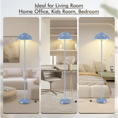 Floor Lamp, Industrial Blue Floor Lamps for Living Room, 65.6in Standing Lamp, Retro Mushroom Dome Shade, Whole Metal, E26 Socket, Mid Century Modern Floor Lamp for Bedroom/Office,No Bulb