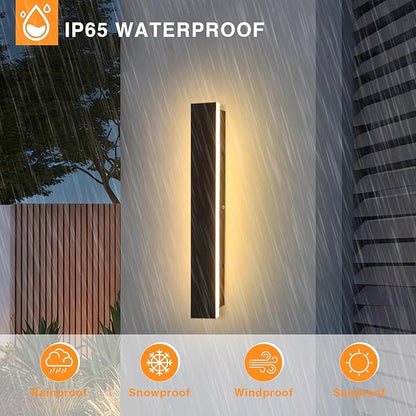 Modern Outdoor Wall Lights 23.6" LED 3000K Outdoor Wall Light for House Exterior Wall Garage Entrance Lighting Fixtures IP65 Waterproof Long Strip Wall Sconces for Doorway Patio Passage